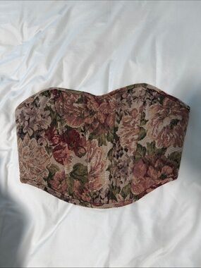 Altar'd State Rose and Olive Floral Tapestry Corset Top